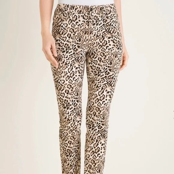 Chico’s So Slimming Girlfriend Slim Leg Ankle Jeans, Cheetah Print, Sz 3 (16) - Picture 3 of 13